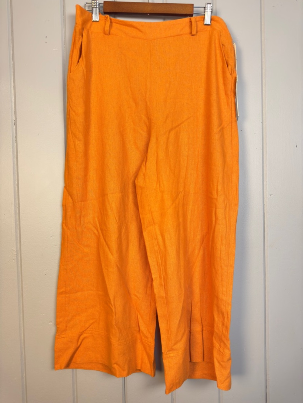 Joie Wide Leg Cropped linen pants orange size large
